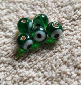 Dark Green Evil Eye Glass Beads