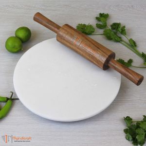 White Marble Chakla Belan Set - 9 Inch