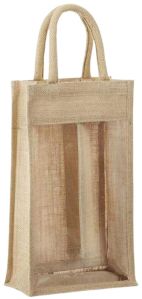 Double Bottle Wine Jute - Tote Bag with PVC Window - KWC - 006