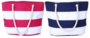Holiday Beach Cotton Canvas Bag Zip Closure Inner Pocket - KCC - 004
