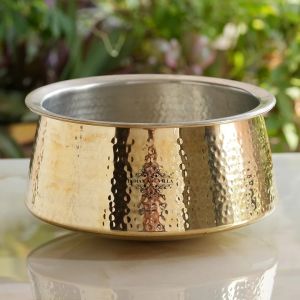 Indian Art Villa Pure Brass Inside Tin Lining Bhagona 2 Liters