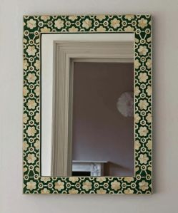 Bone Inlay Mirror Frame Exquisite Handcrafted Floral Mirror