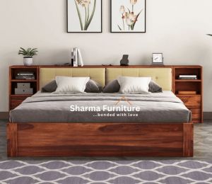 Wood Metal Bolivia Storage Bed With Bedside Modern