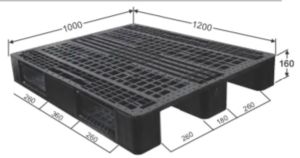 Export Pallets ,1200 X 1000 X 160mm, PP Process, Black
