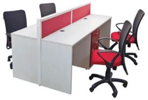 4 Person Mirror Leaner Office Workstation