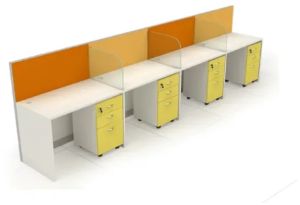 SOS Engineered Wood 4 Seater Office Workstation