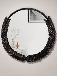 Round Black Metal Framed Decorative Mirror