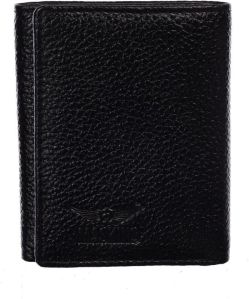Ndm Black Leather 3 Fold Wallet