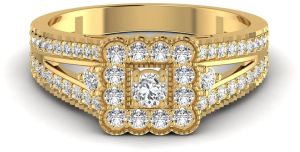 0.94CT Unique Design Engraved Wedding Ring