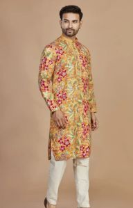 Floral Embroidered Kurta Set For Men
