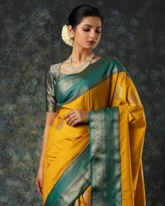 Yellow Zari Woven Art Silk Saree
