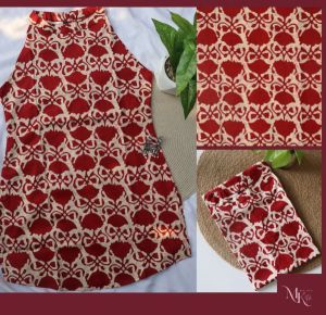 Ladies Crimson Halter Neck Short Kurti