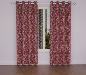 Polyester 4d print 160 maroon window curtains