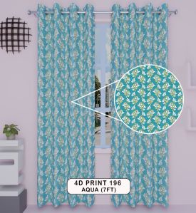 Polyester 4d print 196 aqua window curtains, Length : 7 Feet, 5 Feet