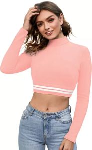 Casual Cotton Knitting Print Crop Top