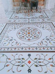 White Marble Inlay Flooring