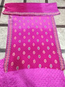 Dupion Silk Dress Material, Color : Pink Free Size