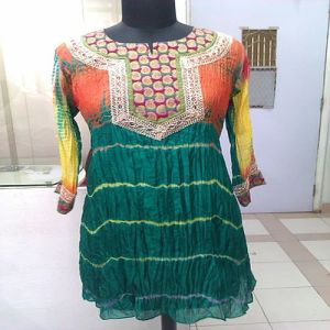 Multicolor Batik Silk Kurti