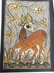 Handmade Sheet A Deer Forest Mithila Madhubani Painting for Home Decor