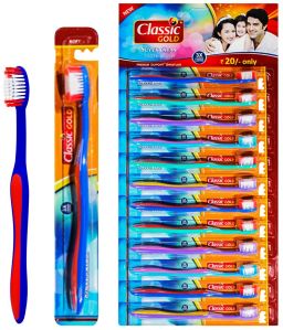 classic gold super clean oval shaped head manual toothbrush