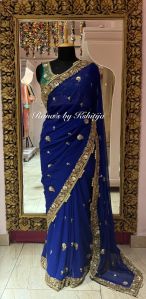 Artisan Handcrafted Designer Saree In Zardozi Work
