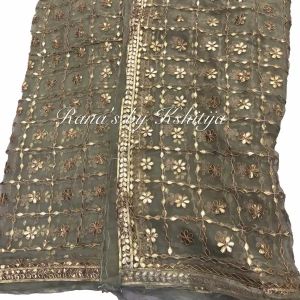 Savvy Golden Gota Jaal Handwork Net Dupatta