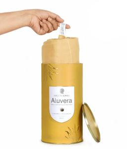 Aloe Vera Double Cloth Bath Towel, Sunset Gold | Canister