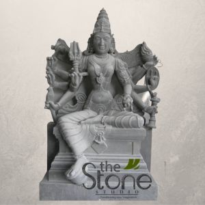 Durga Maa Sculpture In Sitting Position In Black Stone 4ft
