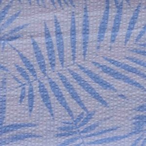 Blue Leaf Print Cotton Woven Fabric
