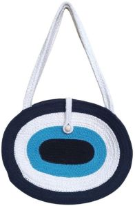 Evil Eye Oval Cotton Rope Handbag