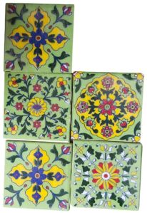 Pista Mix Floral Blue Pottery Ceramic Tile