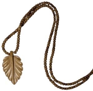 Rose Leaf Wooden Hand Carved Necklace
