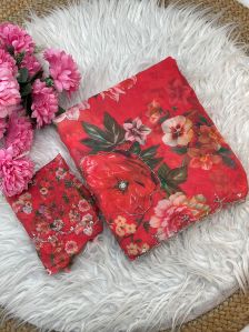 Floral Print Ladies Silk Saree