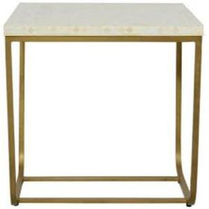 White and Gold Square Bone Inlay End Table