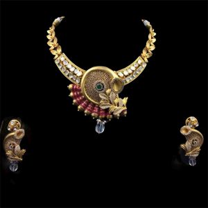 22k Real Gold Indian Traditional Royal Necklace Set