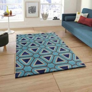 Smooth Woolen Checked Contemporary Hand Tufted Carpet