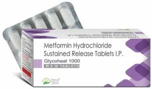 Glycoheal 1000 Metformin Hydrochloride Tablets, Color : White