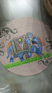 Cotton Printed Mat 14 Inch Round, 14 Inches Modern