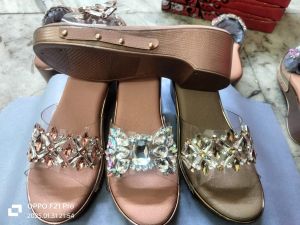 Transparent Stone Design Heeled Ladies Sandal