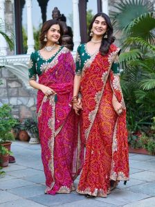 RST-018 Gota Patti Work Pure Bandhej Saree