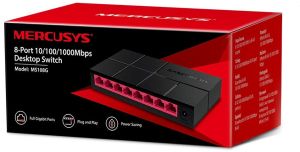 Gvision 8-Port 10/100/1,000 Mbps Desktop Switch, Color : Red Black