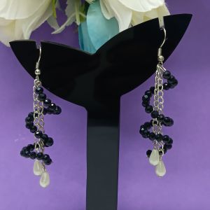 Elegant Black & White Teardrop Dangle Earrings