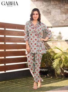 Muslin Embroidery Printed Women Co-ord Set