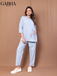 Sky Blue Women Co-ord Set