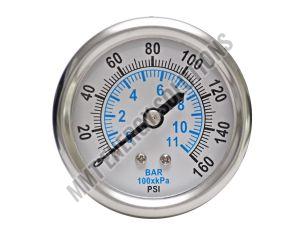 Stainless Steel Pressure Gauge, Color : Silver & White