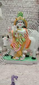 Polished Plain Marble Krishna Statue, Brand Name : Makarana