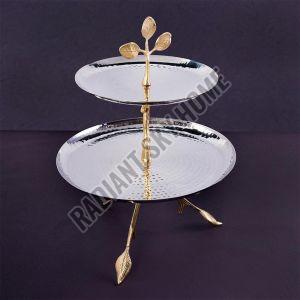 Metal Glass 2 Tier Serving Tray for Serve Appetizers Or Desserts