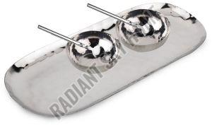 5 Pieces Hammered Stainless Steel Condiment Set