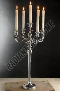 Plain Polished Aluminium Table Top 5 Arm Candelabra, Color : Golden