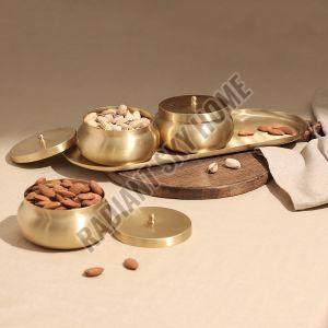 Brass Bowl Tray Set